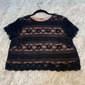 H&M Black Embroidered Crop Top